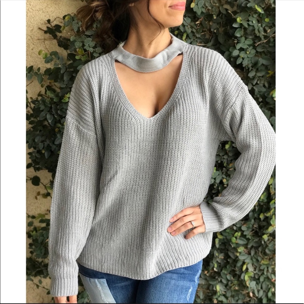 Choker Sweater : Gray/Silver - Picture 2 of 8